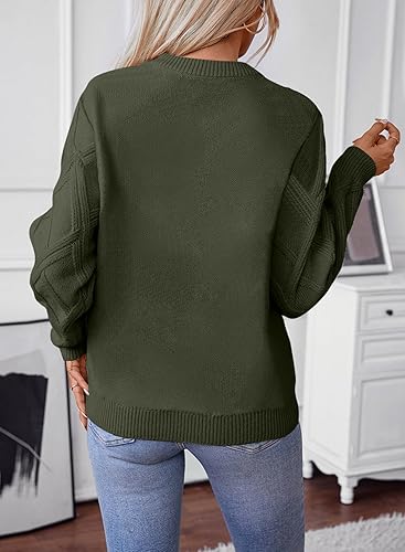 Womens Sweaters Crewneck Cable Knit Sweater Long Sleeve